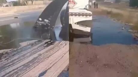 سوريا.. النفط العراقي يسبب كارثة على طريق حمص طرطوس (فيديو)