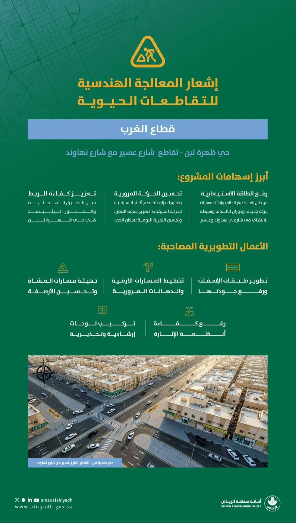 الرياض.. بدء تطوير تقاطع حيوي بحي ظهرة لبن ضمن قطاع الغرب