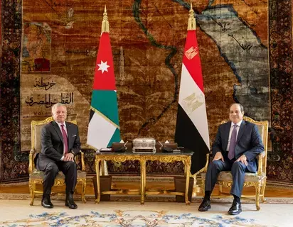 السيسي وملك الأردن يرفضان تصفية القضية وتهجير الفلسطينيين السيسي وملك الأردن يرفضان تصفية القضية وتهجير الفلسطينيين